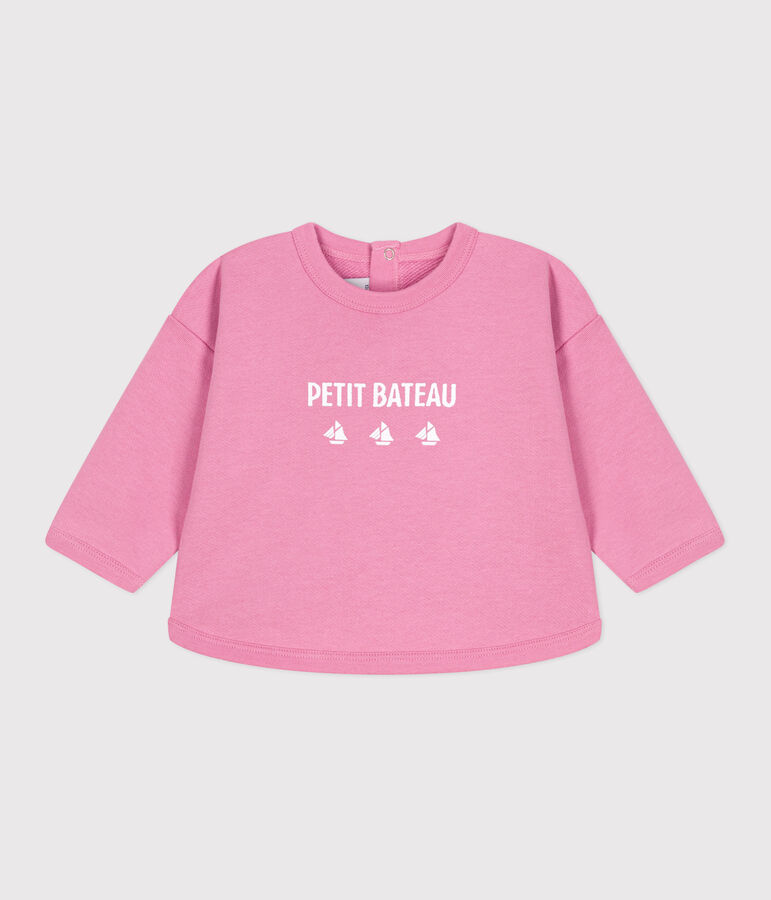 Sudadera de algod&oacute;n con estampado de Petit Bateau vintage para beb&eacute; rosa BOUDOIR