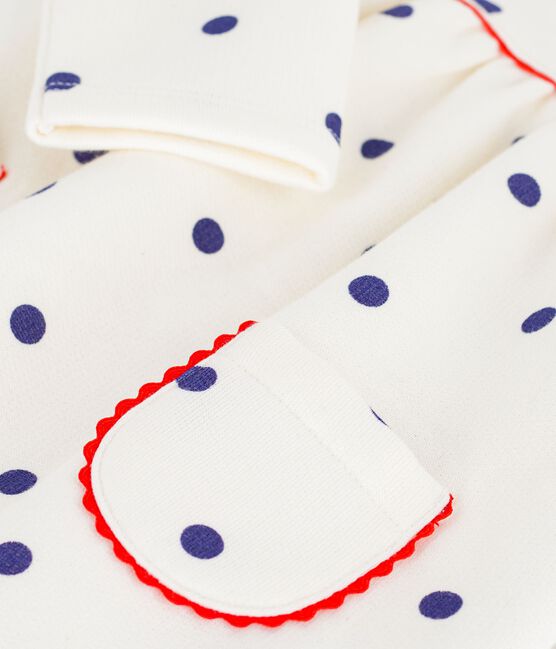 Vestido de algodón de manga larga con estampado de lunares para bebé azul MILK/ SOIR