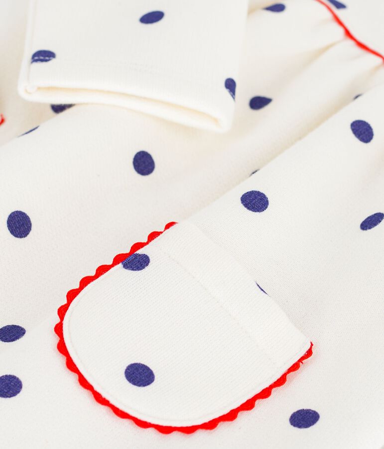 Vestido de algod&oacute;n de manga larga con estampado de lunares para beb&eacute; azul/azul