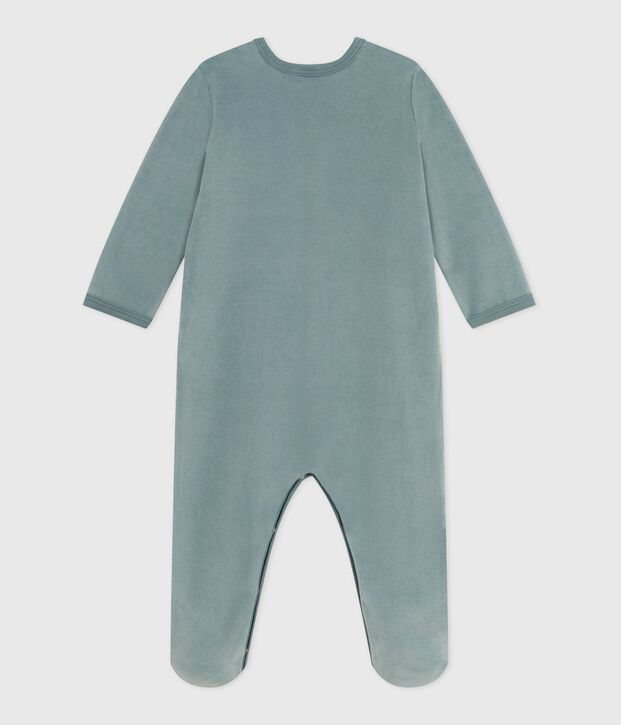 Pijama de terciopelo liso para beb&eacute; azul
