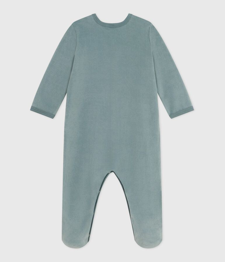 Pijama de terciopelo liso para beb&eacute; azul