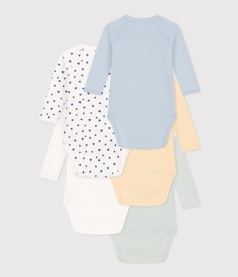 Lote de 5 bodis cruzados de manga larga de algod&oacute;n variante 1