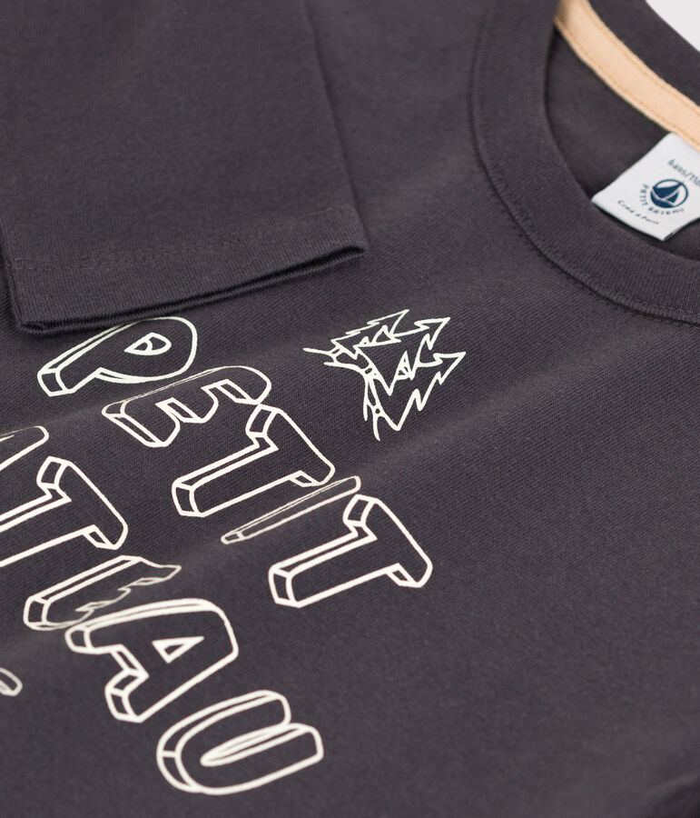 Camiseta de algod&oacute;n de manga larga de ni&ntilde;o gris