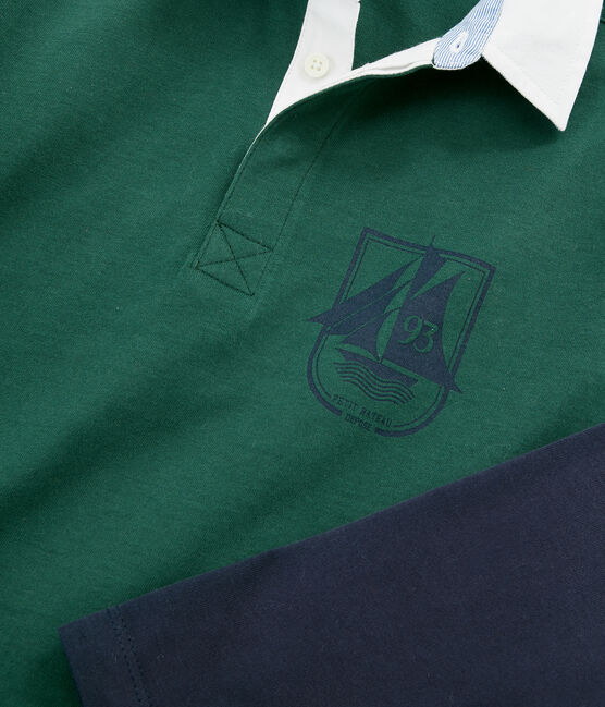Polo de rugby para niño verde SOUSBOIS/azul SMOKING