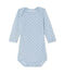 Body de manga larga de lana y algodón para bebé niño azul FRAICHEUR/gris TEMPETE