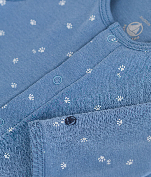 Bodyjama sin pies de algod&oacute;n azul/blanco