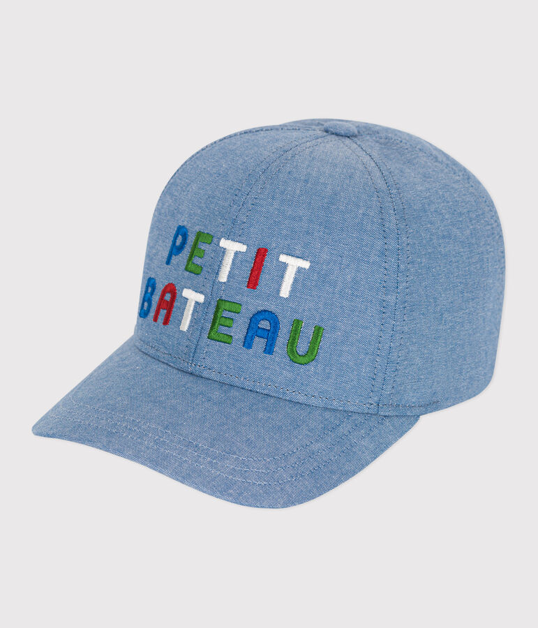 Gorra infantil en denim claro Petit Bateau azul