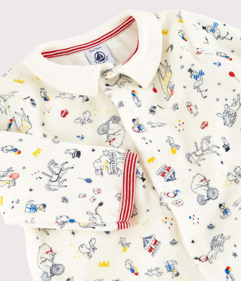 Pelele de terciopelo para beb&eacute; ni&ntilde;o blanco/multicolor