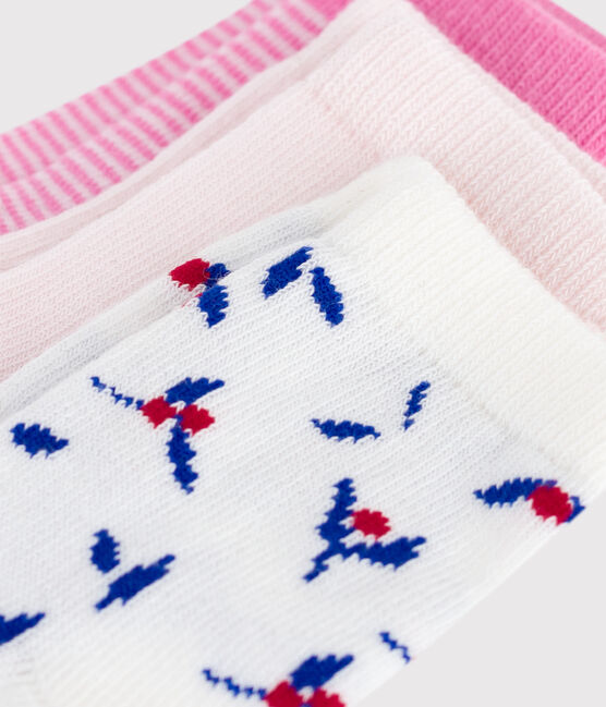 3 pares de calcetines de algodón con estampado de flores para bebé variante 1
