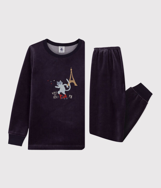 Pijama de terciopelo con motivo de Par&iacute;s para ni&ntilde;o/ni&ntilde;a SMOKING