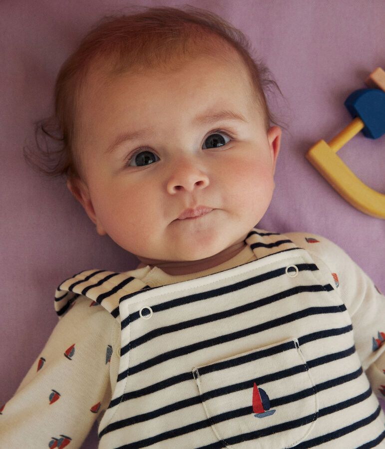 Conjunto de peto y body de algod&oacute;n para beb&eacute; blanco MARSHMALLOW/azul SMOKING