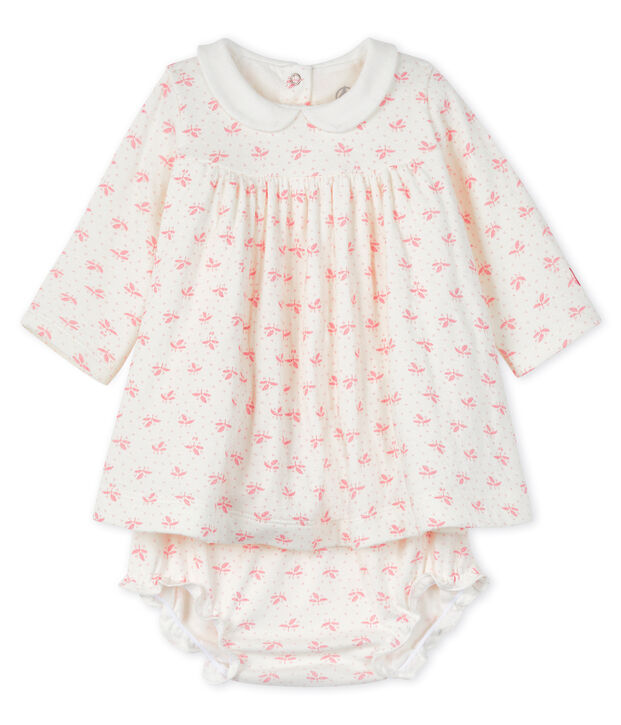 Conjunto 2 piezas para beb&eacute; ni&ntilde;a blanco/rosa