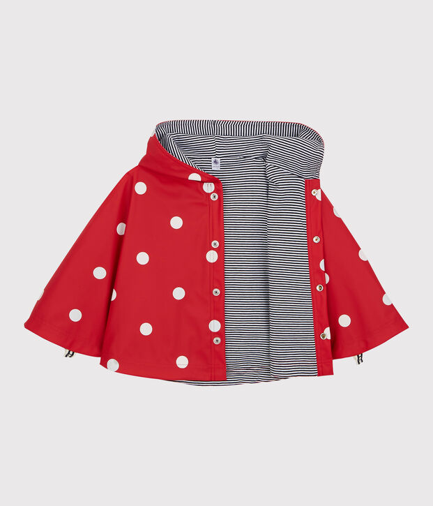 Capa para la lluvia con lunares de beb&eacute; rojo/blanco