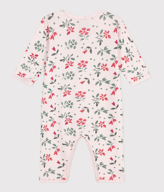 Pijama de algodón sin pies con flores para bebé rosa FLEUR/blanco MULTICO
