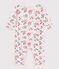 Pijama de algodón sin pies con flores para bebé rosa FLEUR/blanco MULTICO