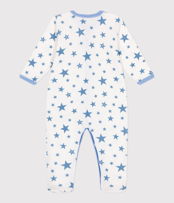 Pijama de terciopelo con estrellas para bebé blanco MARSHMALLOW/azul ALASKA