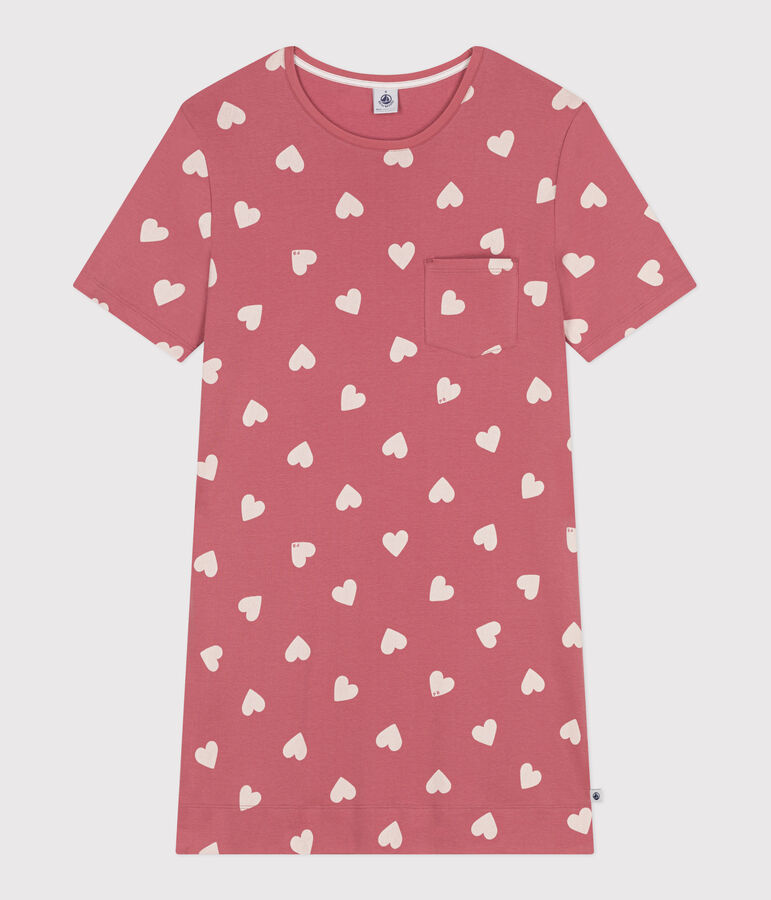 Camis&oacute;n de manga corta con estampado de corazones para mujer rosa/blanco