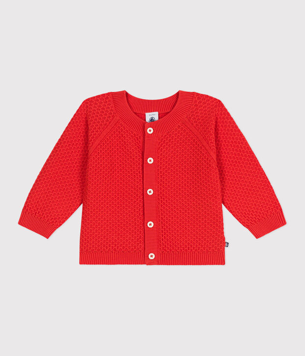C&aacute;rdigan de algod&oacute;n de punto de fantas&iacute;a para beb&eacute; rojo