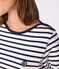 Camiseta marinera de mujer de algod&oacute;n grueso larga blanco/azul