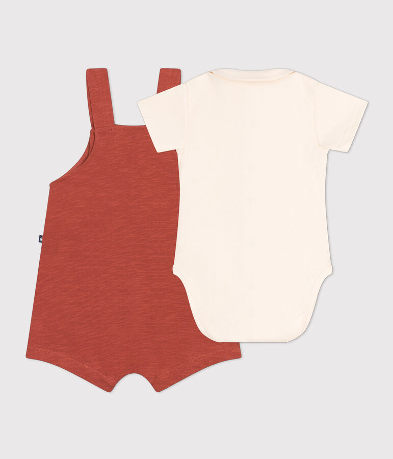 Conjunto de peto de punto flameado para beb&eacute; marron