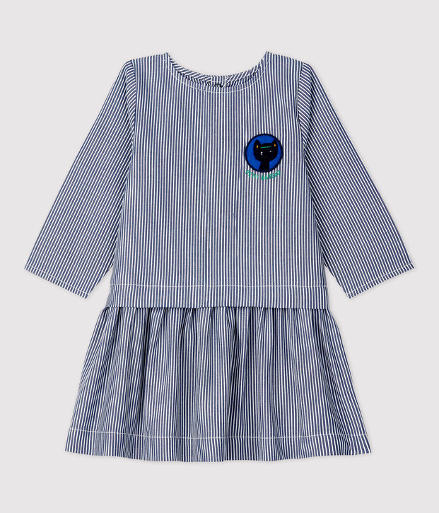 Vestido de tela de beb&eacute;. azul/blanco