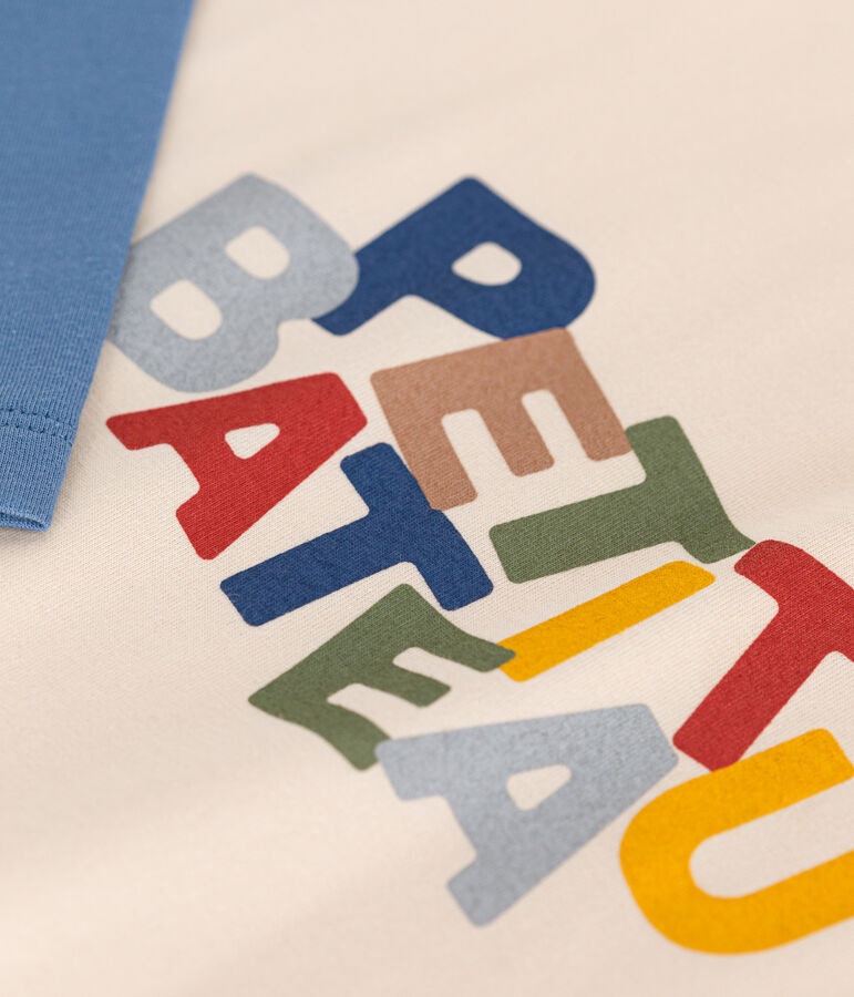 Camiseta de manga larga de punto fino para ni&ntilde;o crudo/multicolor