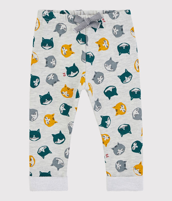 Pantalón de muletón de bebé. gris BELUGA/blanco MULTICO