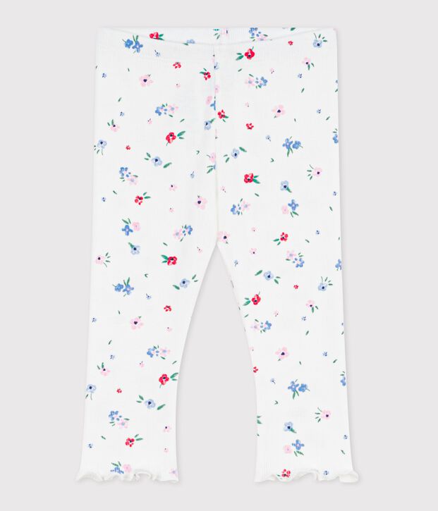 Leggings de algod&oacute;n con estampado de flores para beb&eacute; blanco/multicolor
