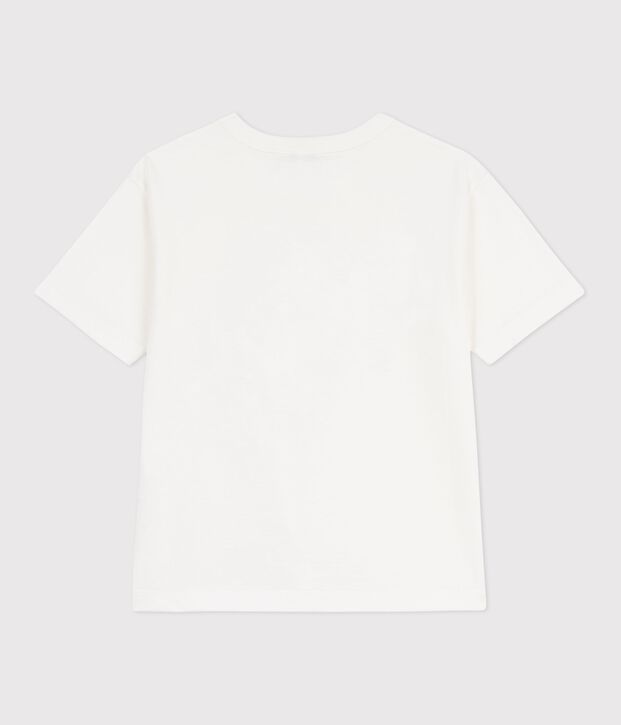 Camiseta infantil de manga corta de algod&oacute;n blanco