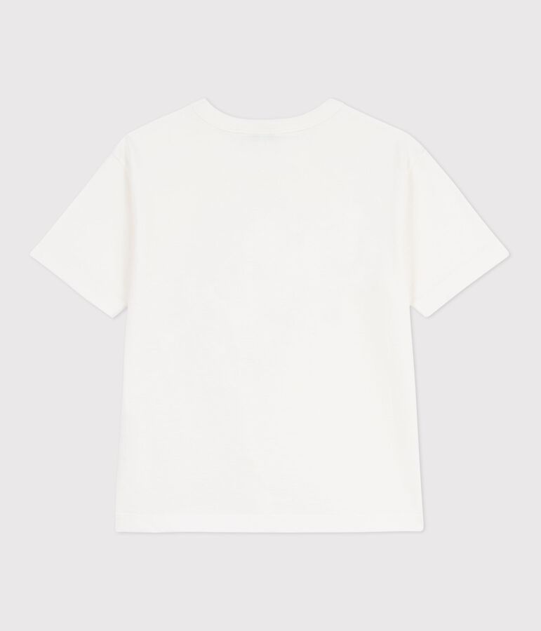Camiseta infantil de manga corta de algod&oacute;n blanco