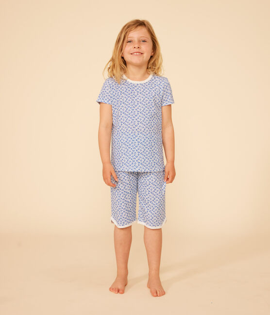 Pijama pirata infantil de algodón con estampado de flor azul MARSHMALLOW/ INCOGNITO