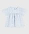 Blusa infantil de manga corta de popelina de algodón estampada azul FRAICHEUR/blanco MULTICO