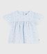 Blusa infantil de manga corta de popelina de algodón estampada