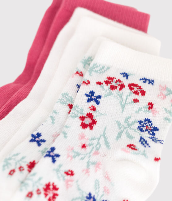3 pares de calcetines de algodón con flores para bebé niña variante 1