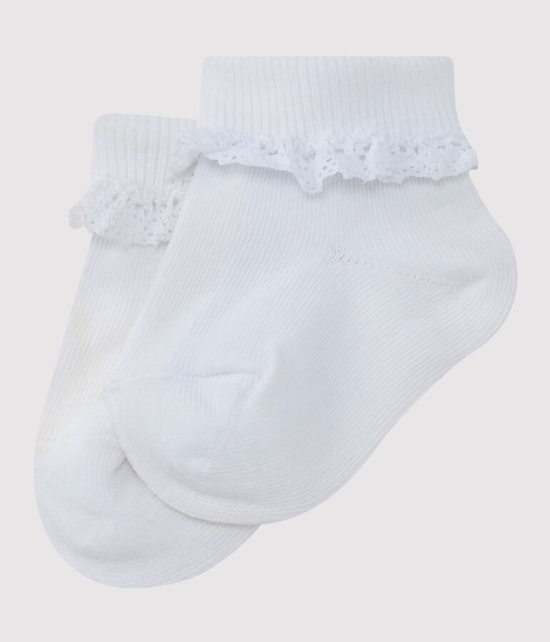 Calcetines ni&ntilde;a con puntilla blanco