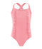 Traje de baño 1 pieza para niña rosa GROSEILLER/blanco MARSHMALLOW