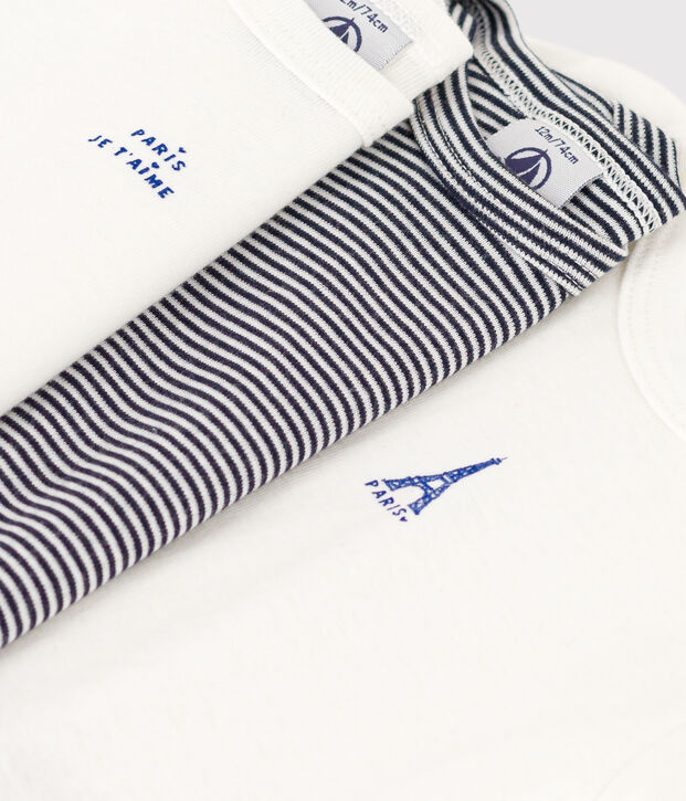 Juego de 3 bodis de algod&oacute;n de manga corta con motivo de Par&iacute;s para beb&eacute; multicolor