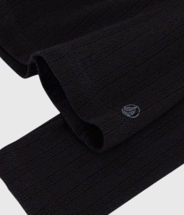 Camiseta Ic&oacute;nica de manga larga de algod&oacute;n calado para mujer negro