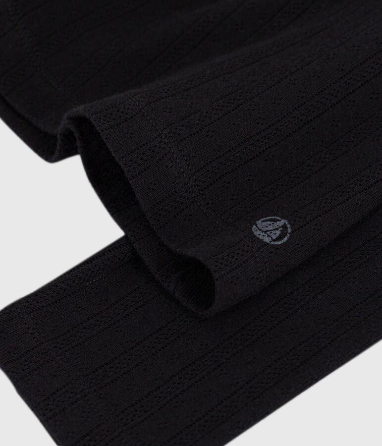 Camiseta Ic&oacute;nica de manga larga de algod&oacute;n calado para mujer negro