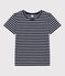 La camiseta RECTA de algodón con cuello redondo para mujer azul SMOKING/blanco MARSHMALLOW