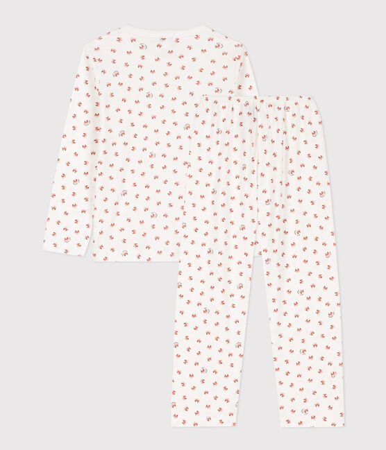 Pijama de algodón con zorro para niño/niña blanco MARSHMALLOW/blanco MULTICO