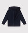 Sudadera infantil de algodón liso con capucha y cremallera azul SMOKING
