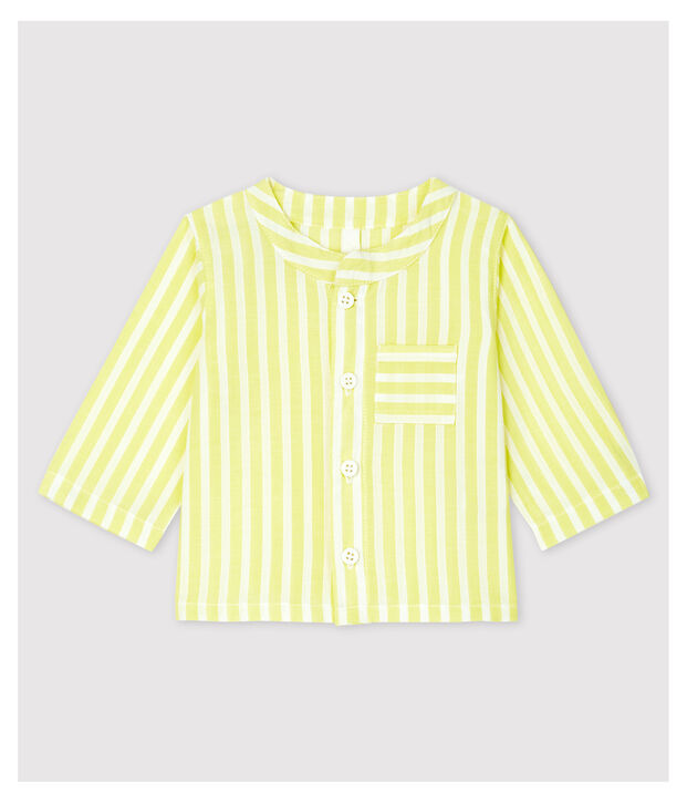 Blusa de rayas amarillas de beb&eacute; en popelina de algod&oacute;n biol&oacute;gico amarillo/blanco