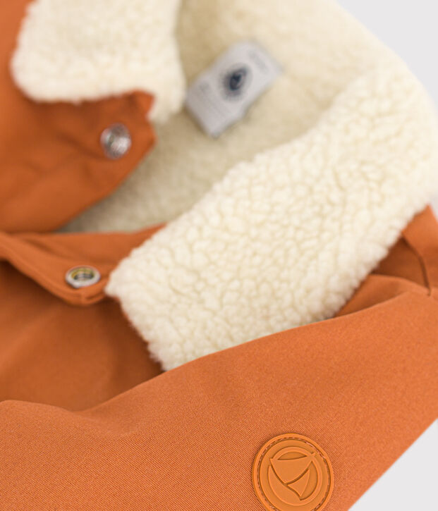 Chaqueta corta con forro de sherpa de beb&eacute; marron