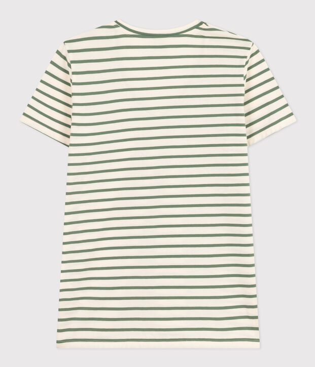 Camiseta, La Recta de algod&oacute;n a rayas con cuello de pico para mujer crudo/verde