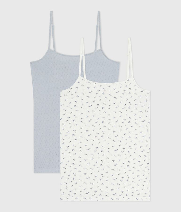 Juego de camisetas de tirantes de algod&oacute;n calado para mujer multicolor