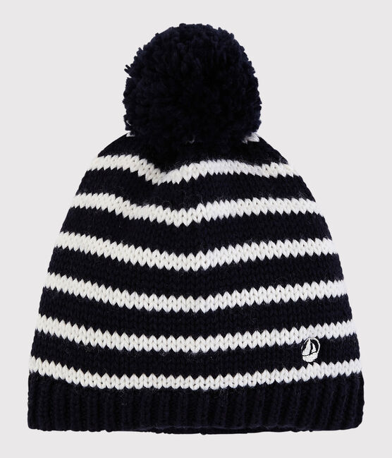 Gorro de niña/niño azul SMOKING/blanco MARSHMALLOW