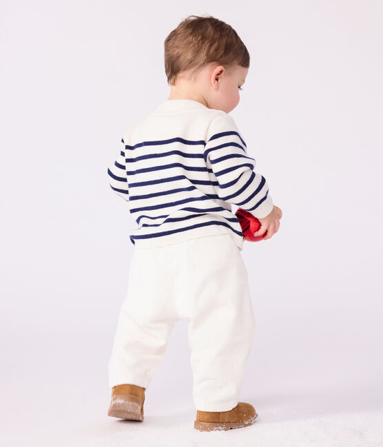 Jersey de lana y algodón con rayas marineras para bebé azul MARSHMALLOW/ SOIR