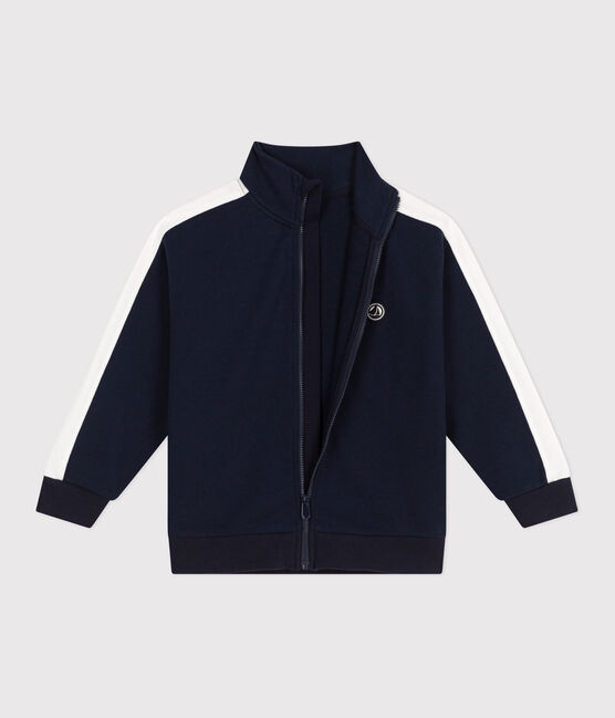 Sudadera infantil de algodón liso con cuello alto con cremallera azul SMOKING