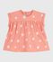 Blusa de algodón de manga corta con estampado de soles para bebé naranja ABRICOT/ MARSHMALLOW